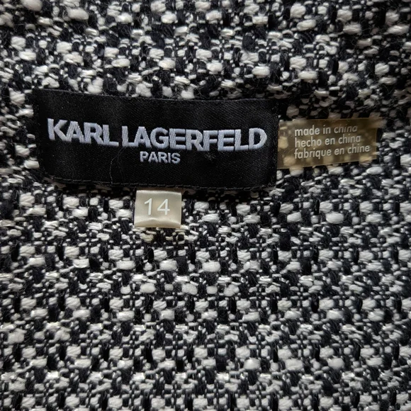 Karl Lagerfeld Black and White Tweed Midi Sheath Dress - Picture 4 of 7